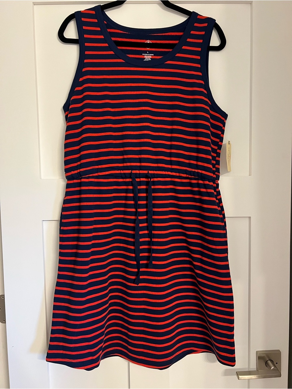 St. John's Bay Navy and Red Striped Tank Dress